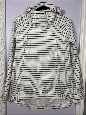 lululemon athletica Pack and Go Pullover White Jacket with Indigo Stripes Size 6